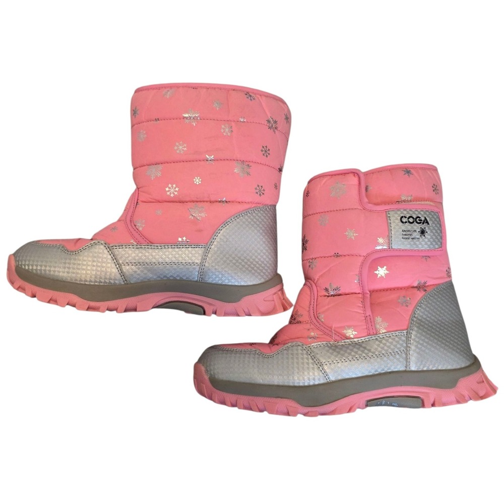 COGA Girls Pink Snowflake Puffer Winter Snow‎ Boots Warm Cozy Toddler Kid Suze 4